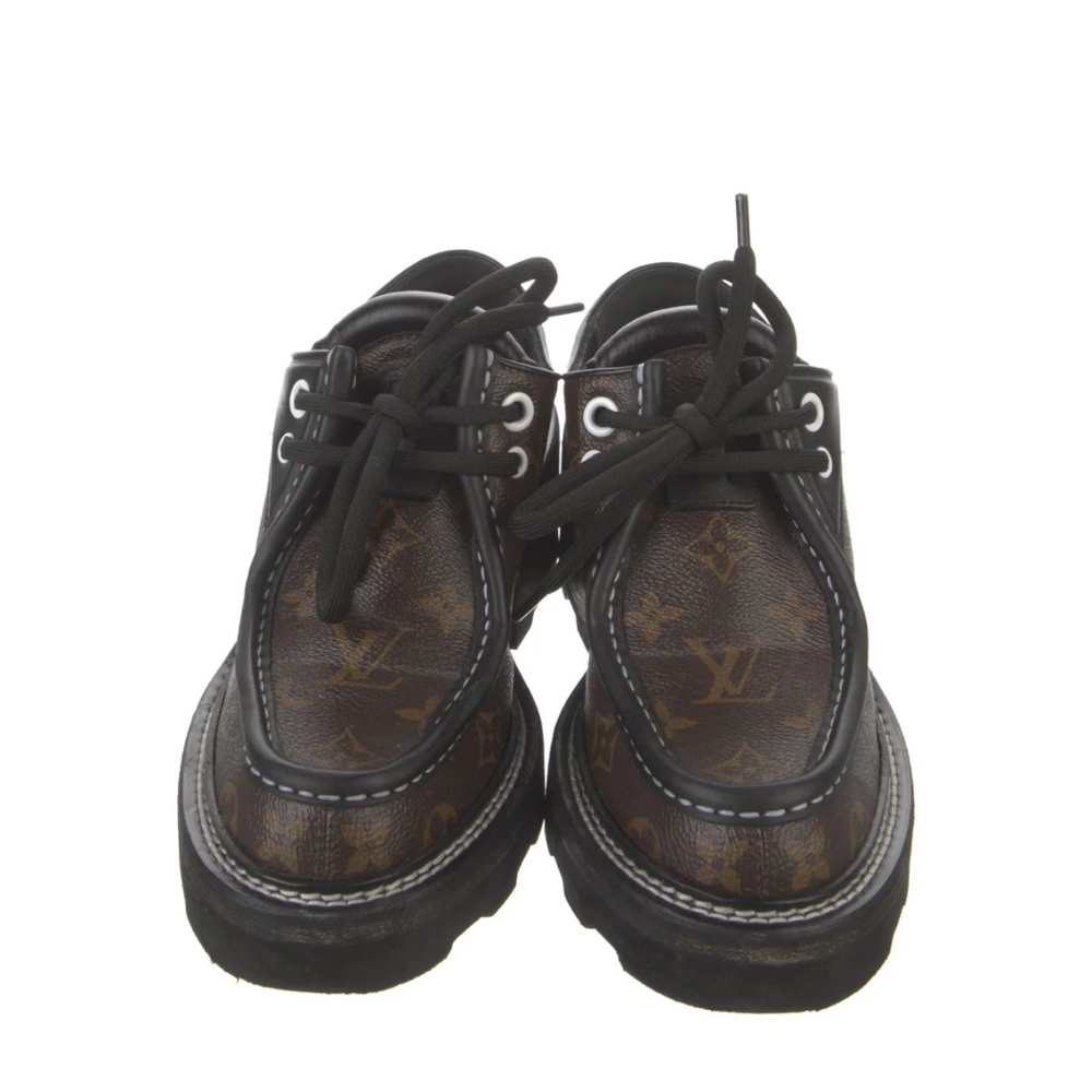 LV Monogram Leather Trim Embellishment Oxfords